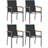 vidaXL Gartenstühle 4 Stk. Schwarz 55x61,5x90 cm Textilene und Stahl