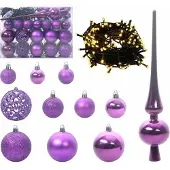 vidaXL Weihnachtskugel-Set 61 stk. 150 LEDs Warmes Weiß Ø 6 cm
