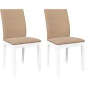 vidaXL Esszimmerstühle mit Kissen 2 Stk. Weiß Massivholz Gummibaum