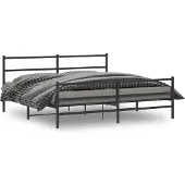 vidaXL Bettgestell mit Kopf- und Fußteil Metall Schwarz 180x200 cm