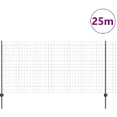 vidaXL Euro-Zaun mit Pfosten 25 x 1,2 m PVC-beschichteter Stahl Grau