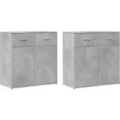 vidaXL Sideboards 2 Stk. Betongrau 79x38x80 cm Holzwerkstoff