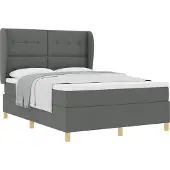 vidaXL Boxspringbett mit Kopfteil Dunkelgrau 200 x 140 cm Stoff