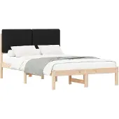 vidaXL Bettgestell mit gepolstertem Kopfteil Schwarz 135 x 190 cm