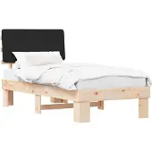 vidaXL Bettgestell mit gepolstertem Kopfteil Schwarz 80 x 200 cm