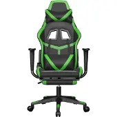 vidaXL Gaming-Stuhl mit Fußstütze Schwarz und Grün Kunstleder