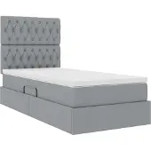 vidaXL Aufbewahrungsbett mit Matratze Hellgrau 90 x 190 cm Stoff