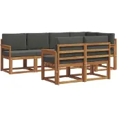 vidaXL Outdoor-Sofagarnitur 7 stk. Natur und Anthrazit