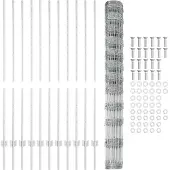 vidaXL Wildzaun mit Pfosten 25 x 1,4 m Verzinkter Stahl Silber Netz