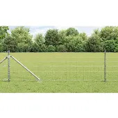 vidaXL Euro-Zaun mit Stacheln 25 x 0,6 m Verzinkter Stahl Silber Netz
