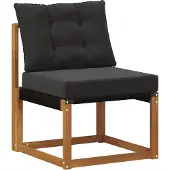 vidaXL Outdoor-Sofagarnitur mit Kissen 3 pcs Natürlich und Schwarz
