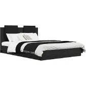 vidaXL Bettgestell mit Kopfteil Schwarz Eichen-Optik 140 x 200 cm