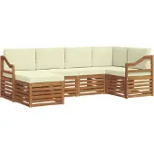 vidaXL Outdoor-Sofagarnitur 6 Stk. Natur und Creme Polyester