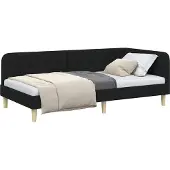 vidaXL Eckbettgestell Schwarz 90 x 200 cm Stoff