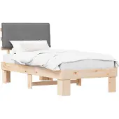 vidaXL Bettgestell mit gepolstertem Kopfteil Hellgrau 80 x 200 cm