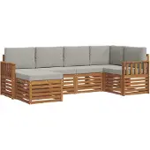 vidaXL Outdoor-Sofagarnitur 6 stk. Natürlich und Hellgrau Polyester