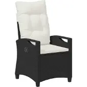 vidaXL Verstellbarer Gartenstuhl Schwarz und Creme 56 x 60 x 112 cm