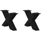 vidaXL Couchtischbeine X-Form 2 Stk. Schwarz 50x(30-31) cm Stahl
