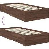 vidaXL Bettrahmen Braune Eiche und Silber 75 x 190 cm Holzwerkstoff