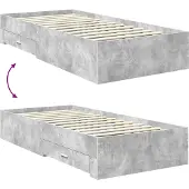 vidaXL Bettrahmen Beton Grau und Silber 70 x 190 cm Holzwerkstoff