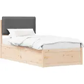 vidaXL Bettgestell mit gepolstertem Kopfteil Dunkelgrau 75 x 190 cm