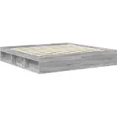 vidaXL Bettrahmen Sonoma-Grau 200 x 200 cm Massives Kiefernholz