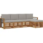 vidaXL Outdoor-Sofagarnitur 5 stk. Natürlich und Hellgrau