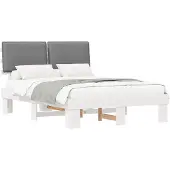 vidaXL Bettgestell mit gepolstertem Kopfteil Hellgrau 140 x 190 cm