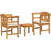 vidaXL Gartenrosen-Lounge-Set mit Kissen 3 pcs Massivholz Akazie