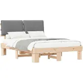 vidaXL Bettgestell mit gepolstertem Kopfteil Hellgrau 150 x 200 cm