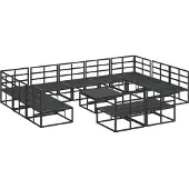 vidaXL Gartensofa-set 12 stk. Schwarz Aluminium