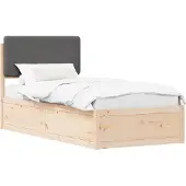 vidaXL Bettgestell mit gepolstertem Kopfteil Dunkelgrau 90 x 200 cm