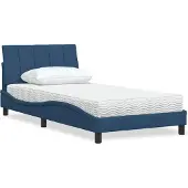 vidaXL Bett mit Matratze "Hanko" Blau 100x200 cm Stoff