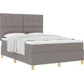 vidaXL Boxspringbett mit Kopfteil Taupe 160 x 200 cm Stoff