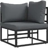 vidaXL Gartensofa-set 7 stk. Schwarz Aluminium
