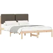 vidaXL Bettgestell mit gepolstertem Kopfteil Taupe 140 x 200 cm