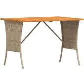 vidaXL Gartentisch mit Akazienholzplatte Beige 105x75x72cm Poly Rattan