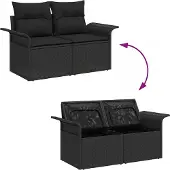 vidaXL Garten-Sofa-Set 9 stk. 8-Sitzanzahl Schwarz