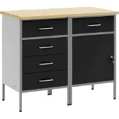 vidaXL Werkbank mit Schubladen 2 pcs Schwarz und Grau 100 x 55 x 85 cm