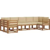 vidaXL Outdoor-Sofagarnitur 7 Stk. Natur und Beige