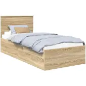 vidaXL Bettrahmen mit Kopfteil Sonoma-Eiche 75 x 190 cm Holzwerkstoff