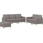 vidaXL 3-tlg. Sofagarnitur mit Kissen Taupe Stoff