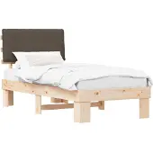 vidaXL Bettgestell mit gepolstertem Kopfteil Taupe 75 x 190 cm