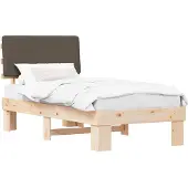 vidaXL Bettgestell mit gepolstertem Kopfteil Taupe 100 x 200 cm