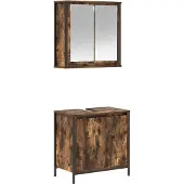 vidaXL 2-tlg. Badmöbel-Set Räuchereiche Holzwerkstoff