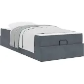 vidaXL Bettgestell mit Matratze 2 pcs Dunkelgrau Samt