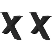 vidaXL Couchtischbeine X-Form 2 Stk. Schwarz 70x(42-43) cm Stahl