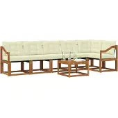 vidaXL Outdoor-Sofagarnitur 7 stk. Natur und Creme