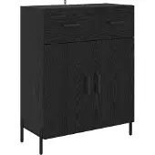vidaXL Sideboard Schwarz Eichen-Optik 69,5 x 34 x 90 cm Holzwerkstoff