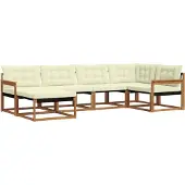 vidaXL Outdoor-Sofagarnitur 6 Stk. Natur und Creme Massivholz Akazie